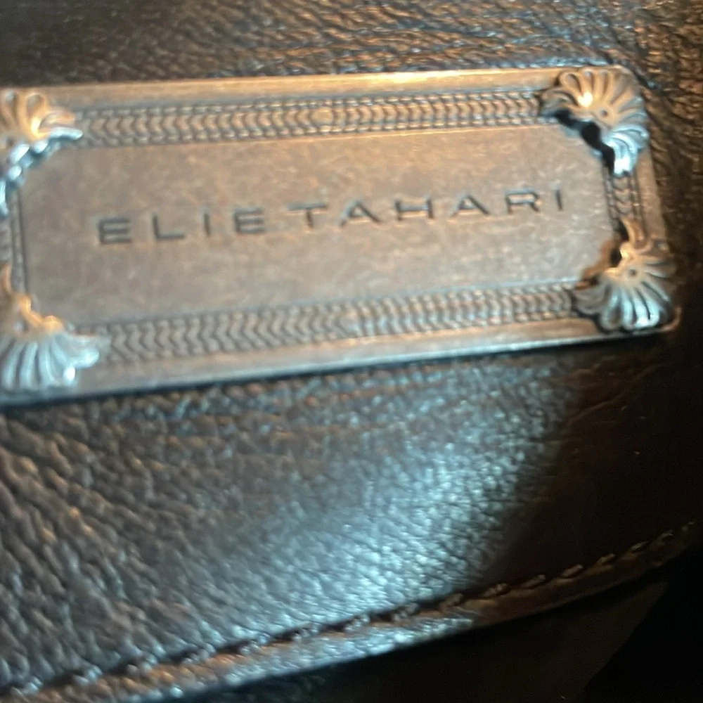 Elle tahari black leather handbag